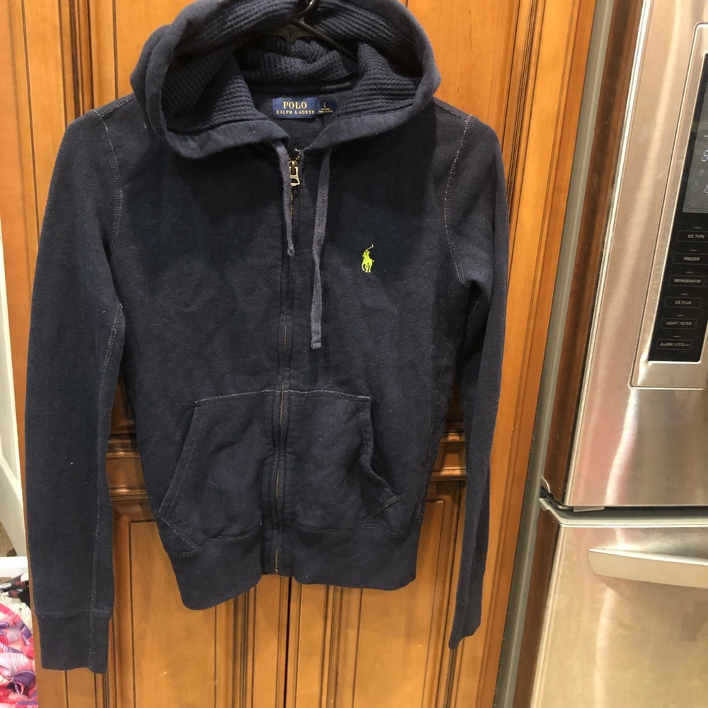 Navy Polo zip up hoodie XS